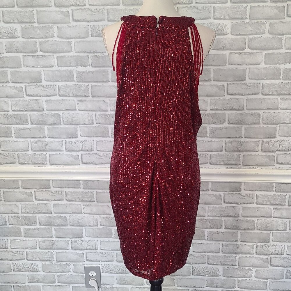 Sweet Generis Ruby Red Beaded Shoulder Sequin Min… - image 3